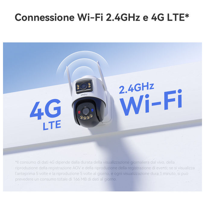 Imou IPC-SA70F-10M1T2-EU AOV Dual Kit Telecamera IP Esterna Doppia Ottica 10MP 4G Wi-Fi Batteria 10000 mAh Pannello Solare 8W IP66 colore Nero Bianco