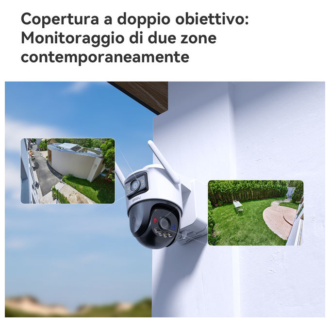 Imou IPC-SA70F-10M1T2-EU AOV Dual Kit Telecamera IP Esterna Doppia Ottica 10MP 4G Wi-Fi Batteria 10000 mAh Pannello Solare 8W IP66 colore Nero Bianco