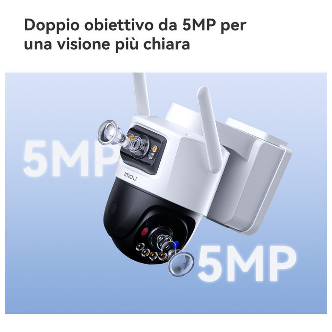 Imou IPC-SA70F-10M1T2-EU AOV Dual Kit Telecamera IP Esterna Doppia Ottica 10MP 4G Wi-Fi Batteria 10000 mAh Pannello Solare 8W IP66 colore Nero Bianco