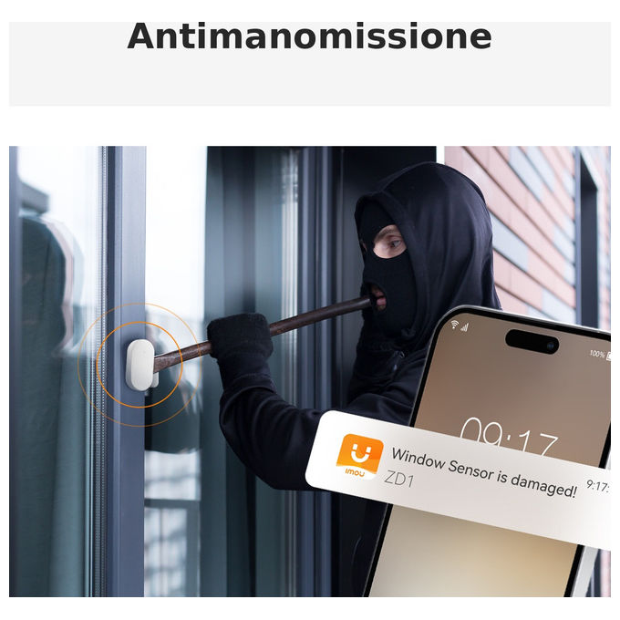 Imou kit allarme Zigbee 3.0, centralina ZG2, 2 sensori porte finestre ZD1, sensore movimento ZP1, telecomando ZB1, app Imou Life, Alexa e Google