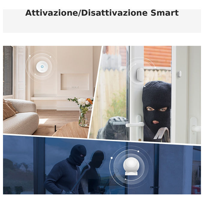 Imou kit allarme Zigbee 3.0, centralina ZG2, 2 sensori porte finestre ZD1, sensore movimento ZP1, telecomando ZB1, app Imou Life, Alexa e Google