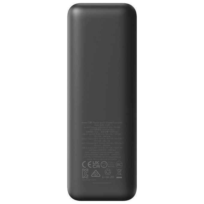 Anker A1289 737 PowerCore 24K Power Bank 24000 mAh 140 W GaNPrime Display Digitale 2 USB-C 1 USB-A colore Nero Argento