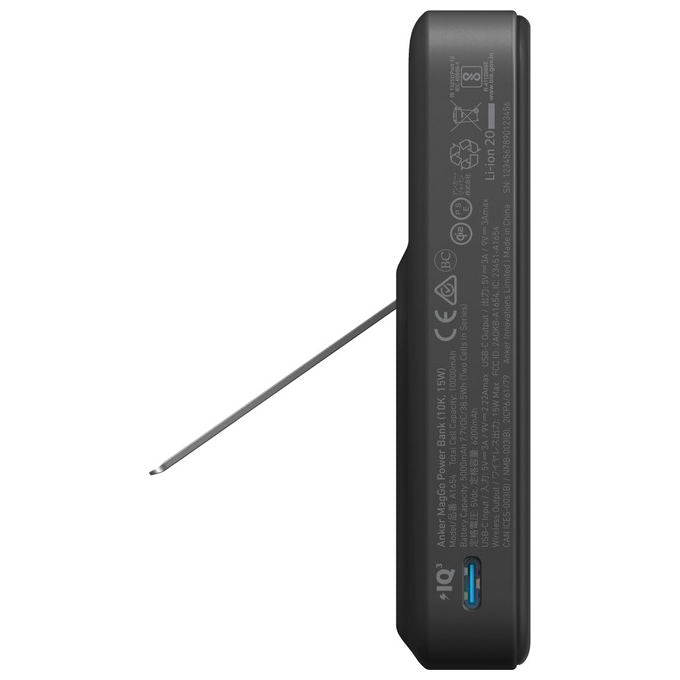 Anker 633 MagGo power bank magnetico wireless, 10000 mAh, compatibile MagSafe, ricarica rapida 15W, USB-C, nero