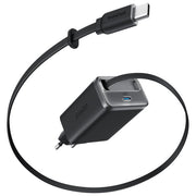 Anker A2658G11 Nano Caricabatterie USB-C 35W 2 Porte Cavo Retrattile Integrato 0,7m Ricarica Rapida GaN colore Nero