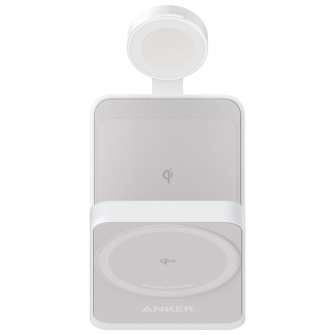 Anker B2557321 MagGo Caricabatterie Wireless 3 in 1 Pieghevole Qi2 15W iPhone Apple Watch AirPods colore Bianco