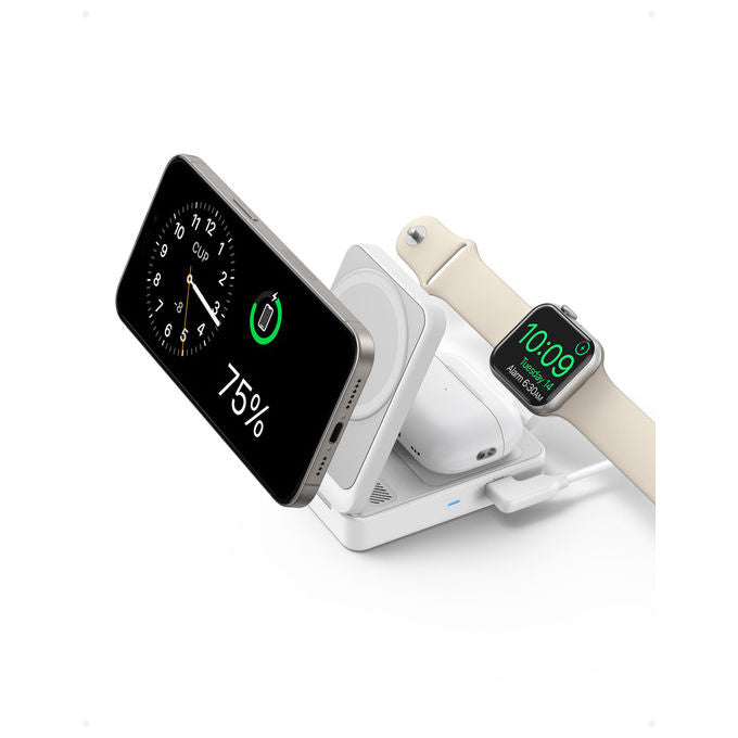 Anker B2557321 MagGo Caricabatterie Wireless 3 in 1 Pieghevole Qi2 15W iPhone Apple Watch AirPods colore Bianco