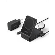 Anker MagGo stazione di ricarica wireless 3 in 1, 15W, certificata Qi2, compatibile MagSafe, per iPhone 17-16-15, Apple Watch, AirPods, nero
