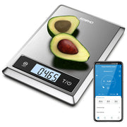 Renpho Calibra 1, bilancia da cucina smart, bluetooth, analisi nutrizionale, contacalorie, acciaio inox, 5 kg
