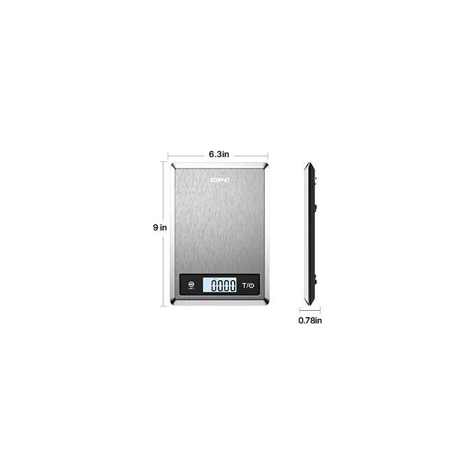 Renpho Calibra 1, bilancia da cucina smart, bluetooth, analisi nutrizionale, contacalorie, acciaio inox, 5 kg