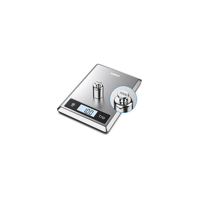 Renpho Calibra 1, bilancia da cucina smart, bluetooth, analisi nutrizionale, contacalorie, acciaio inox, 5 kg