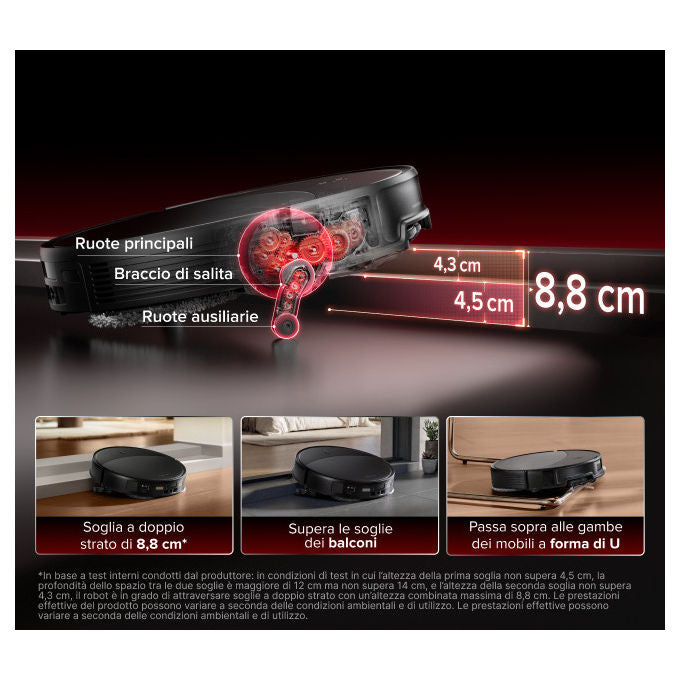 Roborock Saros 20X robot aspirapolvere e lavapavimenti, 36.000 Pa, supera ostacoli 8,8 cm, stazione RockDock, lavaggio mocio 100°C, nero