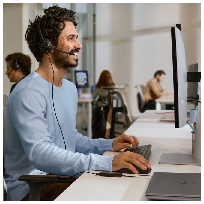 HP Poly cuffie stereo cablate Mission 425 USB, microfono integrato, nero, compatibile Windows, macOS, ChromeOS, Android, iOS