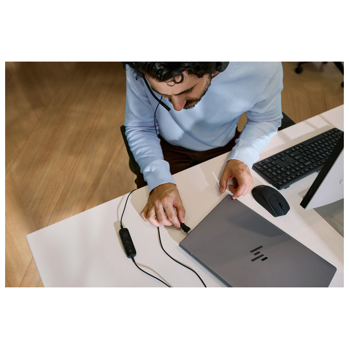HP Poly Mission 425, cuffie cablate stereo USB, connessione USB Type-C e Type-A, compatibili Windows, macOS, nero