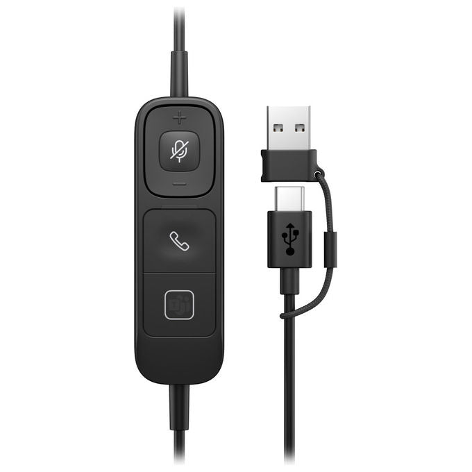 HP Poly Mission 425, cuffie cablate stereo USB, connessione USB Type-C e Type-A, compatibili Windows, macOS, nero