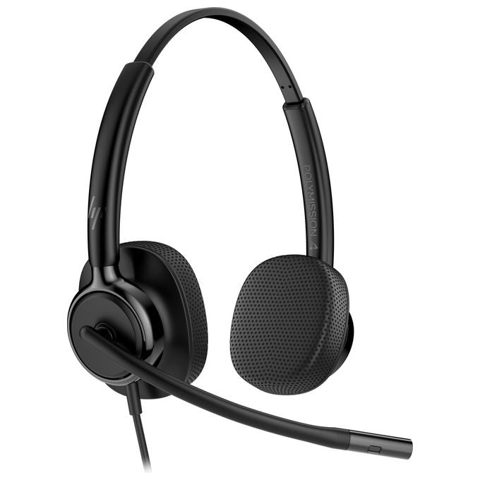 HP Poly Mission 425, cuffie cablate stereo USB, connessione USB Type-C e Type-A, compatibili Windows, macOS, nero