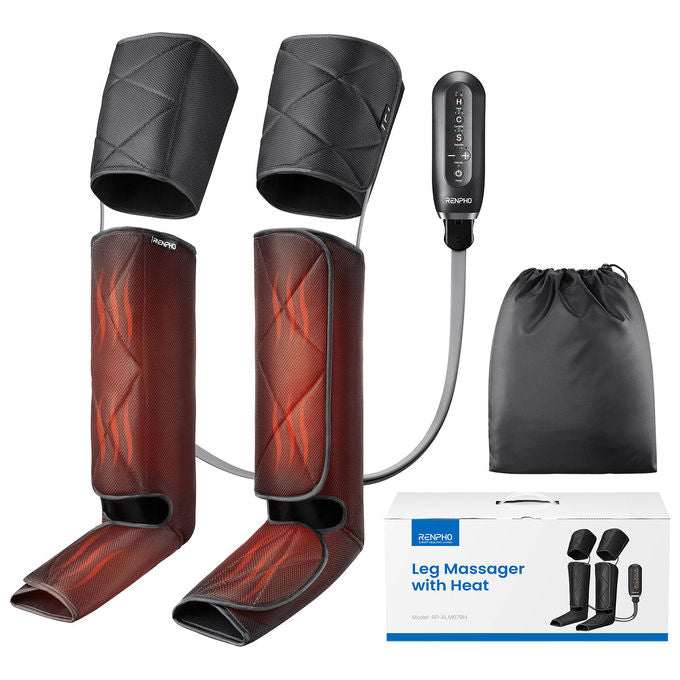 Renpho massaggiatore gambe Aeria Ultimate Thermal 2, compressione ad aria, funzione calore, 6 modalita', 4 intensita', nero