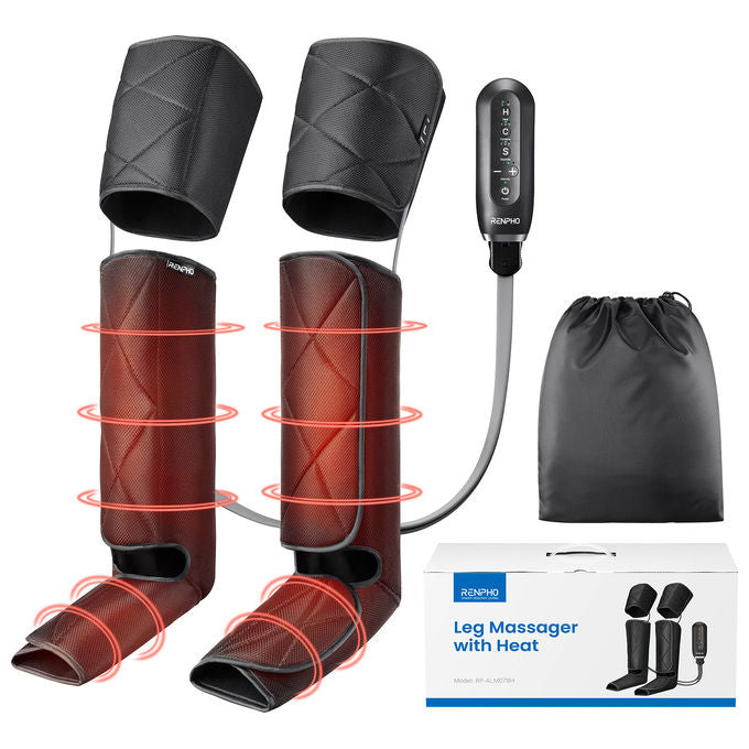 Renpho massaggiatore gambe Aeria Ultimate Thermal 2, compressione ad aria, funzione calore, 6 modalita', 4 intensita', nero