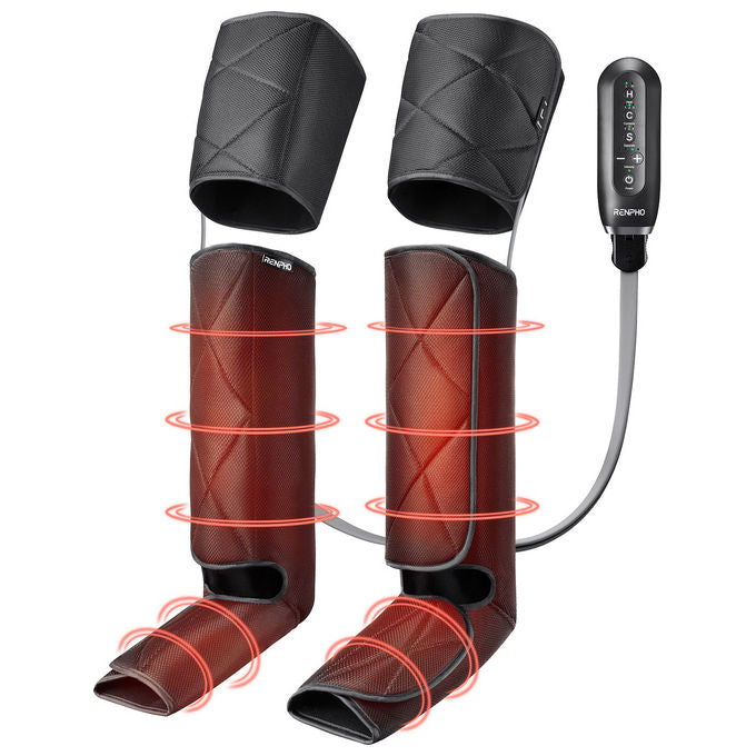 Renpho massaggiatore gambe Aeria Ultimate Thermal 2, compressione ad aria, funzione calore, 6 modalita', 4 intensita', nero