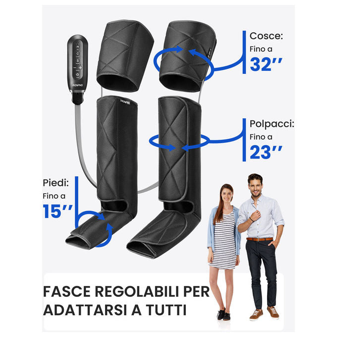 Renpho massaggiatore gambe Aeria Ultimate Thermal 2, compressione ad aria, funzione calore, 6 modalita', 4 intensita', nero