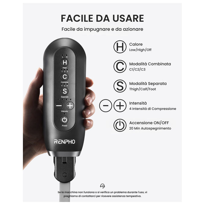 Renpho massaggiatore gambe Aeria Ultimate Thermal 2, compressione ad aria, funzione calore, 6 modalita', 4 intensita', nero