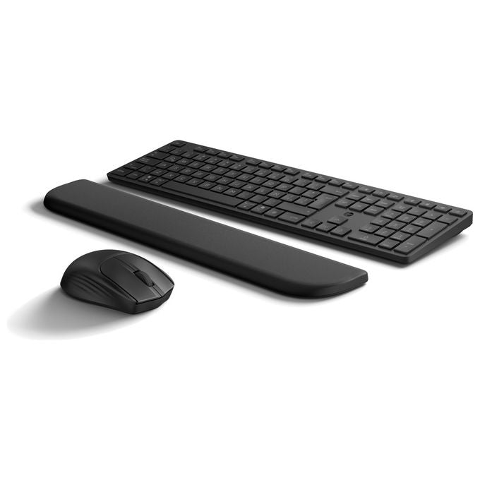 HP set tastiera e mouse 585C, wireless dual-mode, multi-dispositivo, poggiapolsi magnetico, tasti silenziosi, layout italiano, nero