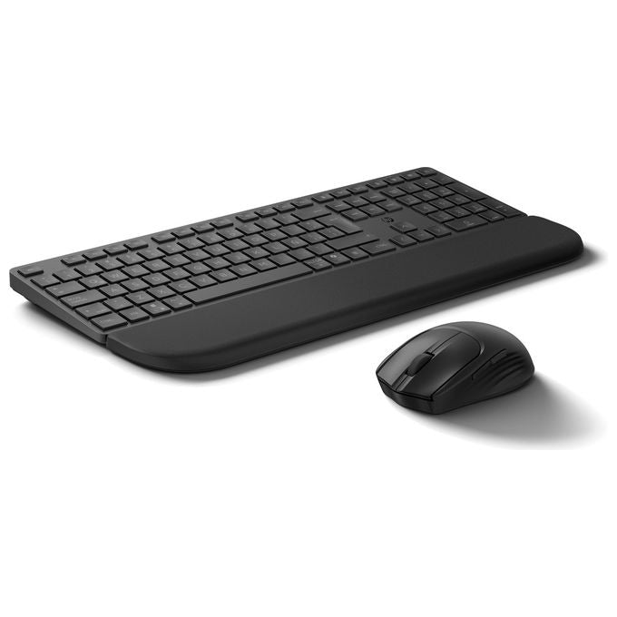 HP set tastiera e mouse 585C, wireless dual-mode, multi-dispositivo, poggiapolsi magnetico, tasti silenziosi, layout italiano, nero