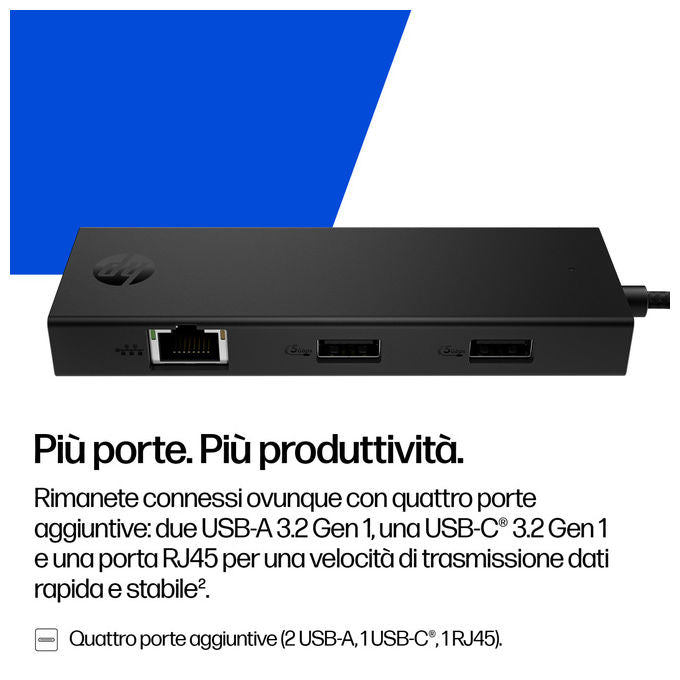HP hub USB-C portatile, compatto, compatibile Windows, macOS, ChromeOS, Android, iPadOS