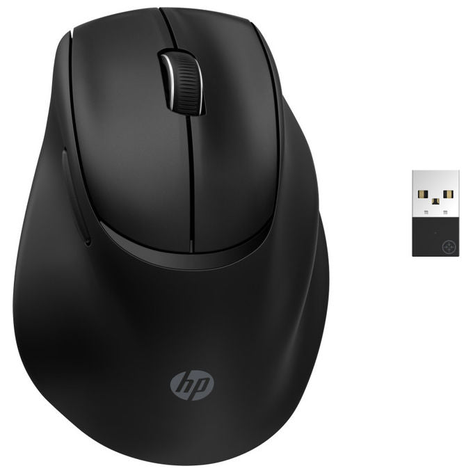 HP mouse ergonomico tilt 725M, wireless Bluetooth 2.4 GHz, silenzioso, ricaricabile, 7 pulsanti, nero