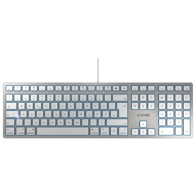 Cherry KC 6000 Slim for Mac, tastiera cablata full-size, layout Mac, QWERTY US, tecnologia a forbice, tasti chiclet, argento, USB