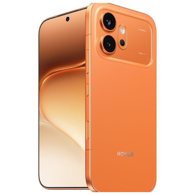Honor 600 smartphone, 6.57'' AMOLED 120Hz, Snapdragon 7 Gen 4, 8 GB RAM, 256 GB, 200 MP, 5G, 6400 mAh, arancione