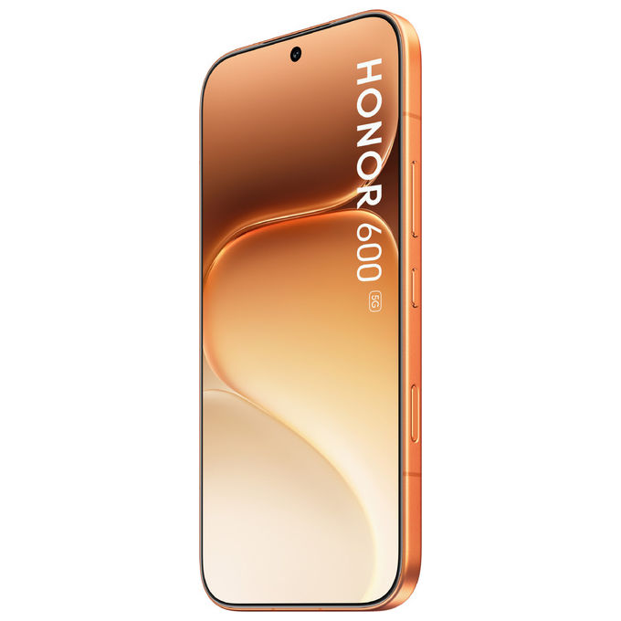 Honor 600 smartphone, 6.57'' AMOLED 120Hz, Snapdragon 7 Gen 4, 8 GB RAM, 256 GB, 200 MP, 5G, 6400 mAh, arancione