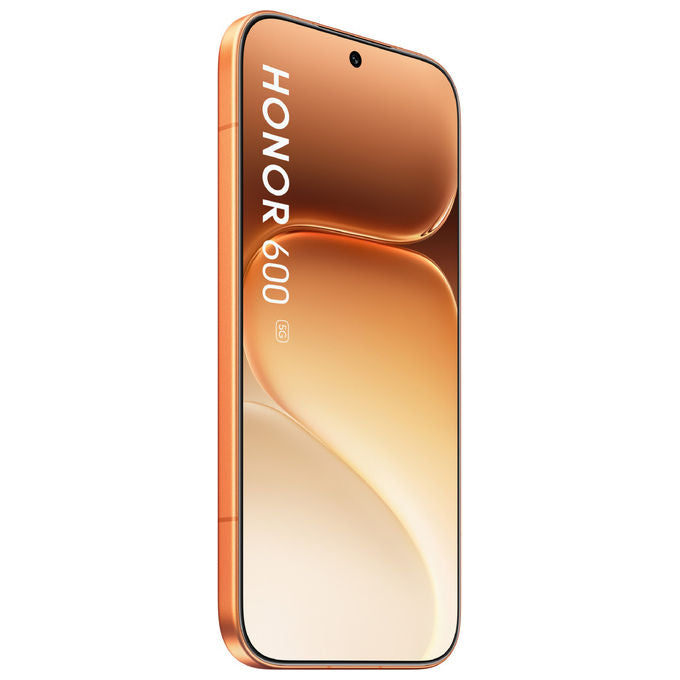 Honor 600 smartphone, 6.57'' AMOLED 120Hz, Snapdragon 7 Gen 4, 8 GB RAM, 256 GB, 200 MP, 5G, 6400 mAh, arancione