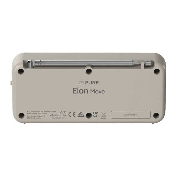 Pure Elan Move, radio portatile DAB+ FM con Bluetooth 5.3, display LCD 1.4'', batteria 16h, USB-C, grigio