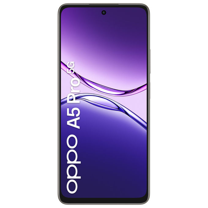 Oppo A5 Pro 5G smartphone, 6,67 pollici, MediaTek Dimensity 6300, 8 GB RAM, 256 GB, batteria 5800 mAh, IP68, Android 15, nero marrone