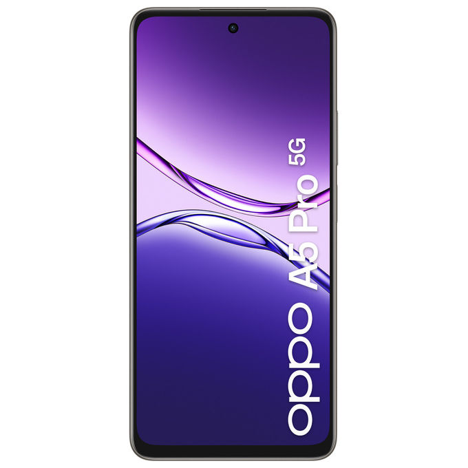 Oppo A5 Pro 5G smartphone, 6,67 pollici, MediaTek Dimensity 6300, 8 GB RAM, 256 GB, batteria 5800 mAh, IP68, Android 15, nero marrone