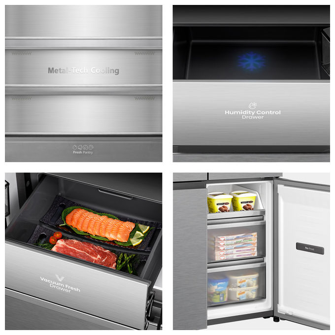 Hisense RQ768N4GVE Frigorifero Side-by-Side Libera Installazione 591 L Classe E Argento Vetro Nero