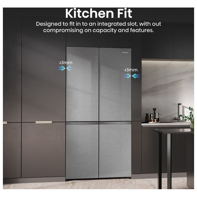 Hisense RQ768N4GVE Frigorifero Side-by-Side Libera Installazione 591 L Classe E Argento Vetro Nero