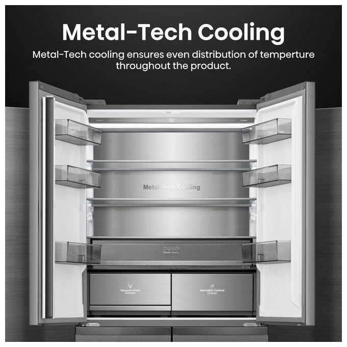Hisense RQ768N4GVE Frigorifero Side-by-Side Libera Installazione 591 L Classe E Argento Vetro Nero