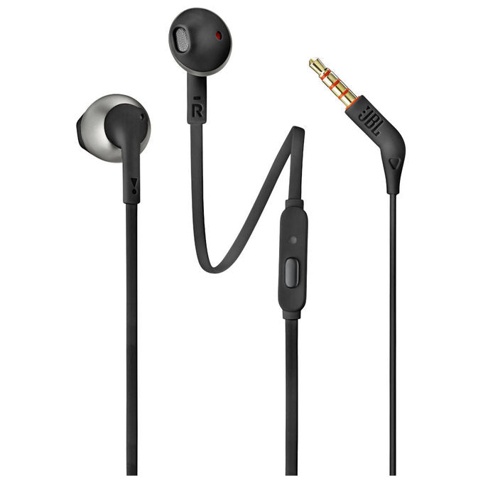 JBL Tune 205, auricolari in-ear cablati, microfono integrato, JBL Pure Bass Sound, jack 3,5 mm, stereofonici, nero