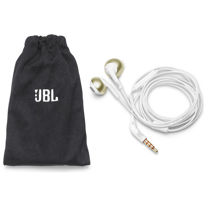 JBL Tune 205 auricolari in-ear cablati, microfono integrato, Jack 3.5 mm, Pure Bass, champagne oro