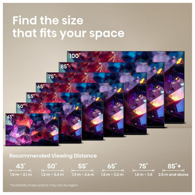 Hisense smart tv 100 pollici QLED 4K, 100E7S Pro, refresh rate 144Hz, HDR, VIDAA, gaming VRR AMD FreeSync