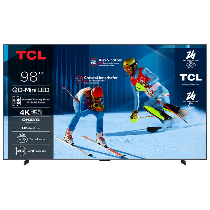 TCL 98C6K smart tv 98 pollici, QD-Mini LED, 4K HDR, Google TV, 144 Hz, Dolby Vision IQ, Atmos, Onkyo 2.1, Game Master