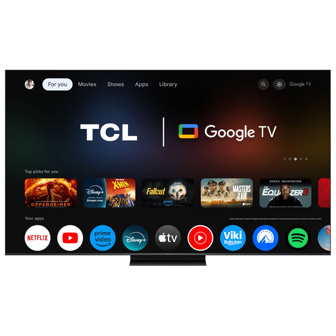 TCL 55C7L smart tv 55 pollici, SQD-Mini LED, 4K Ultra HD, Google TV, 144Hz, Dolby Vision, Audio Bang and Olufsen, nero