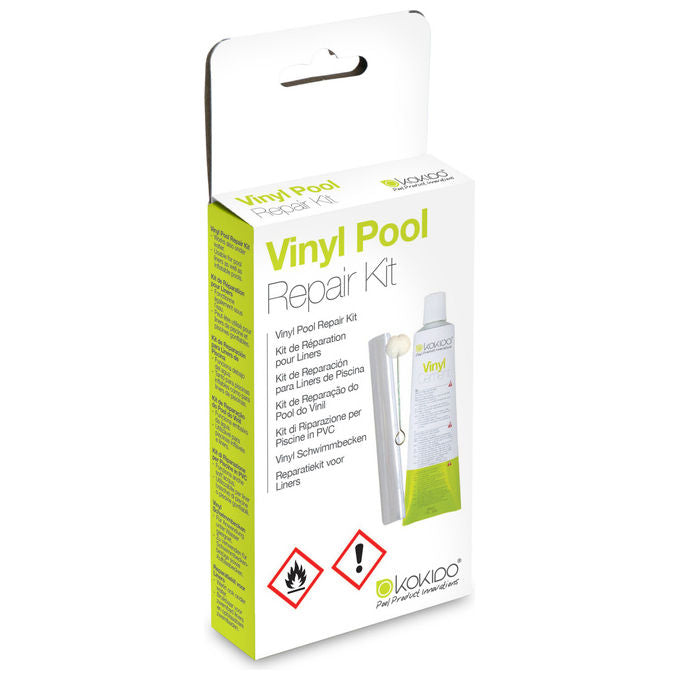 Kokido K258CBX Kit Riparazione Piscina Gonfiabile e Fuori Terra 2 Toppe PVC Trasparente Colla 30 ml Pennello colore Multicolore