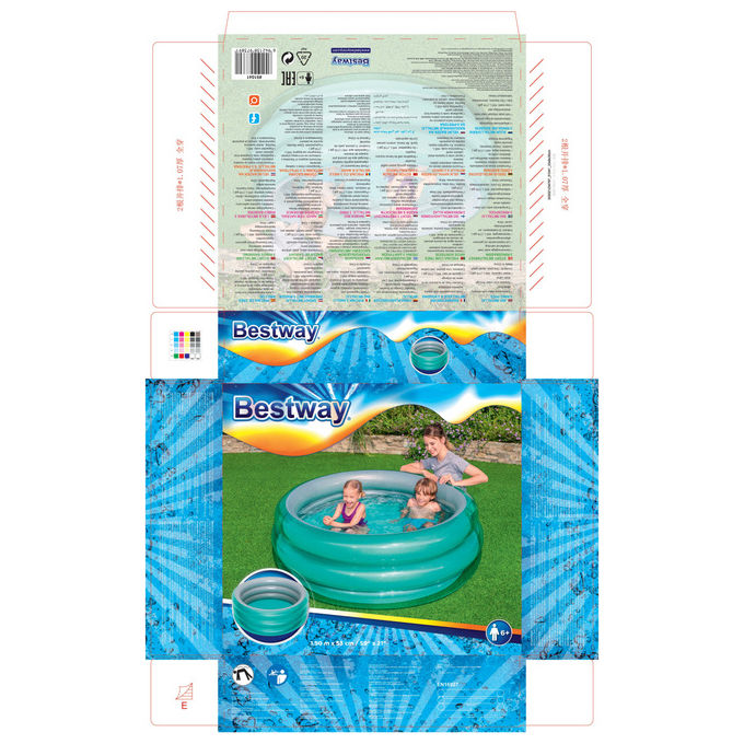 Bestway piscina gonfiabile tonda 51041, 3 anelli, effetto metallico, diametro 152 cm, altezza 51 cm, 445 L, blu