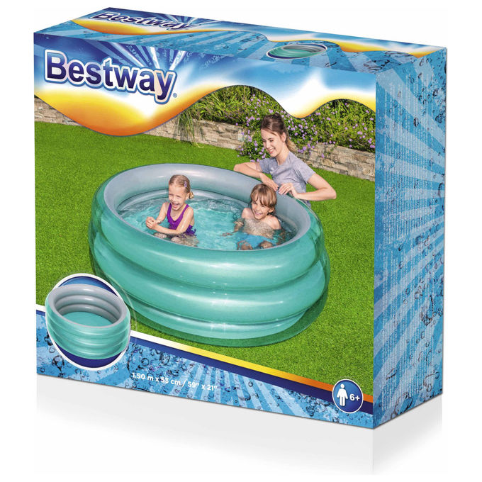 Bestway piscina gonfiabile tonda 51041, 3 anelli, effetto metallico, diametro 152 cm, altezza 51 cm, 445 L, blu