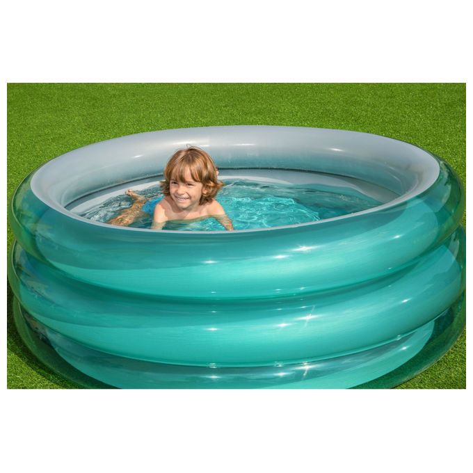 Bestway piscina gonfiabile tonda 51041, 3 anelli, effetto metallico, diametro 152 cm, altezza 51 cm, 445 L, blu