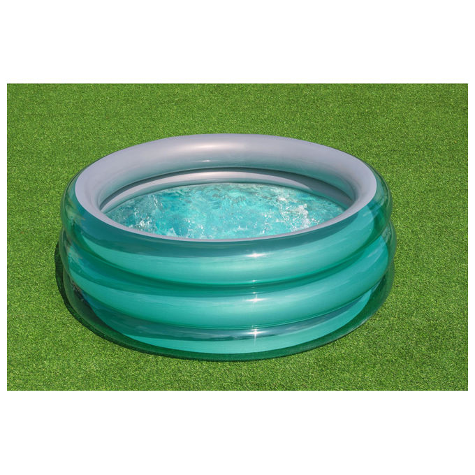 Bestway piscina gonfiabile tonda 51041, 3 anelli, effetto metallico, diametro 152 cm, altezza 51 cm, 445 L, blu