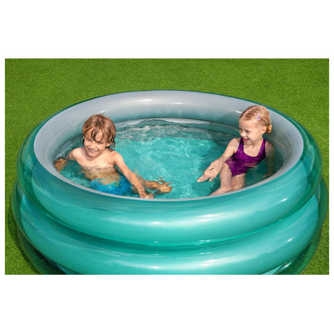Bestway piscina gonfiabile tonda 51041, 3 anelli, effetto metallico, diametro 152 cm, altezza 51 cm, 445 L, blu