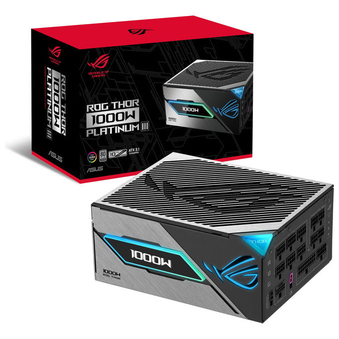 ASUS alimentatore gaming modulare ROG Thor 1200W, ATX 3.1, 80+ Platinum, GaN MOSFET, display OLED, Aura Sync RGB, nero